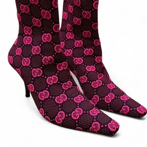 Gucci Women's Pink and Black Logo Boots